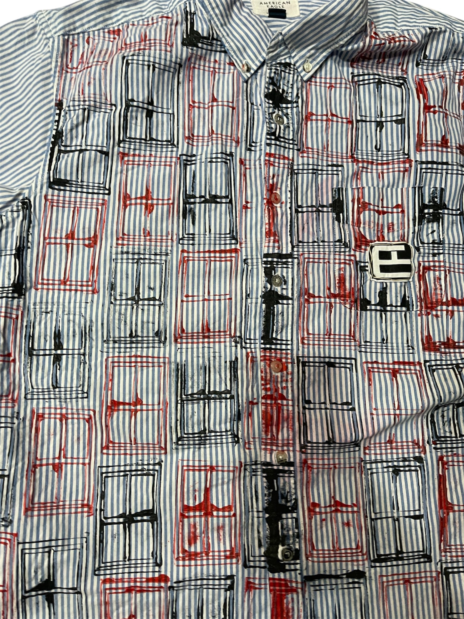"Window Stamp" Striped Button-Up