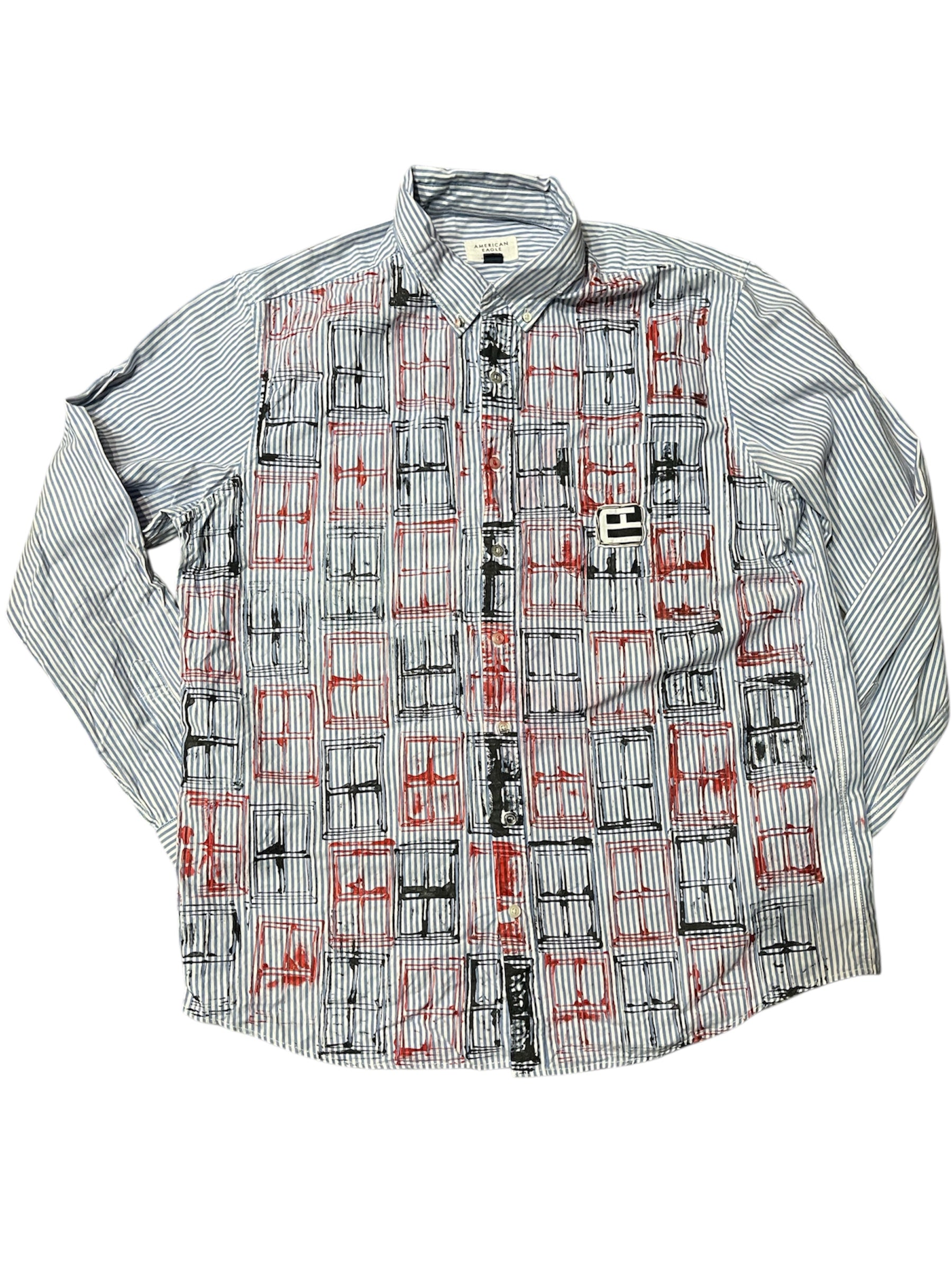 "Window Stamp" Striped Button-Up