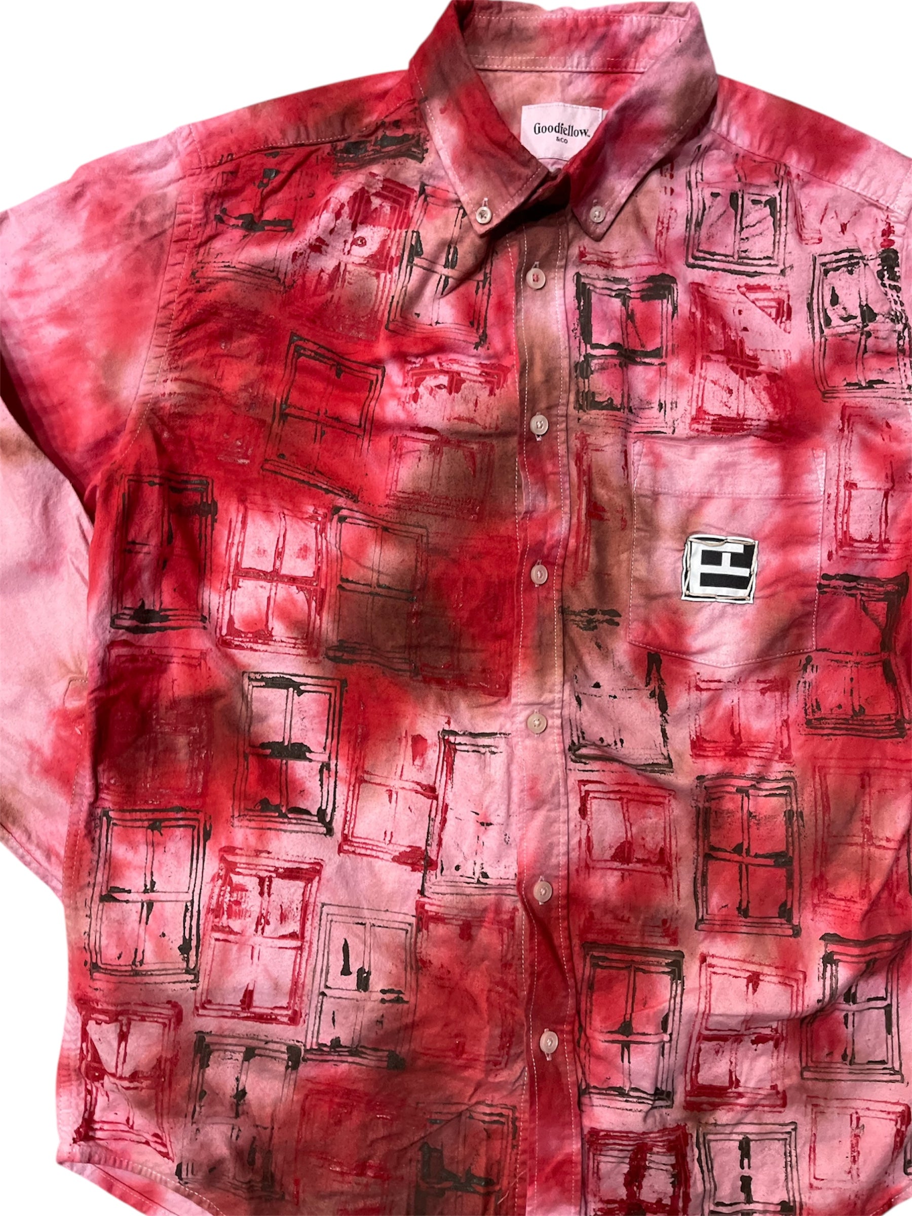 "Fireworks Through the Window" Button-Up