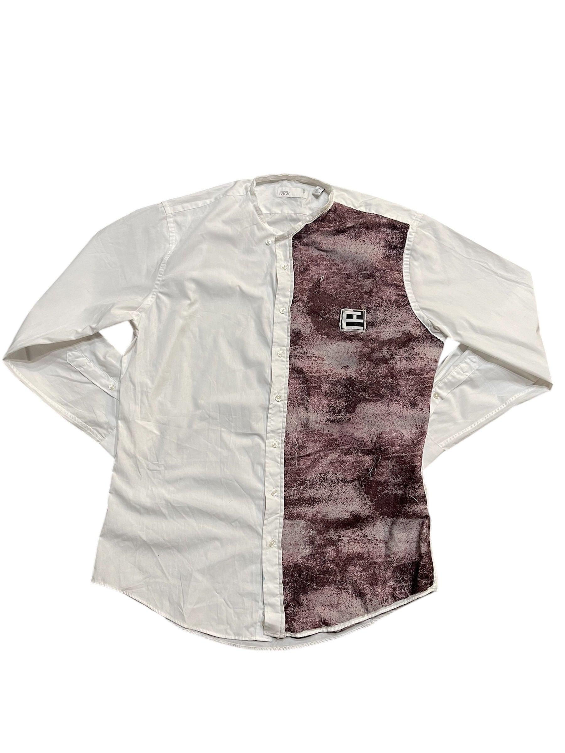 Collarless Button-Up with Reworked Panel