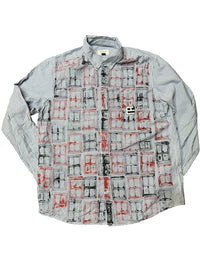 "Window Stamp" Striped Button-Up